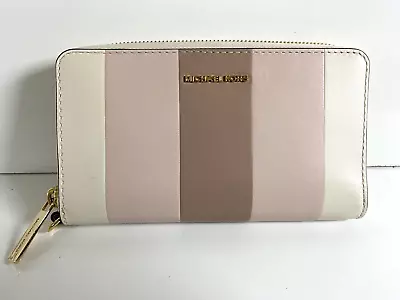 Michael Kors Zip Around Wallet Beige Rose Cream Multi Use 7x4x1 • $19.99