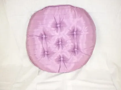 Vtg Mid Century MOD Button Tufted Round Lilac Purple Throw Pillow 14  • $26
