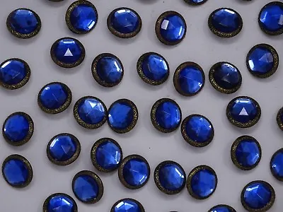 $4.99 • Buy Vtg Blue Rhinestone W/ Embellished Border Shank Buttons 18mm Lot Of 5 B128-11