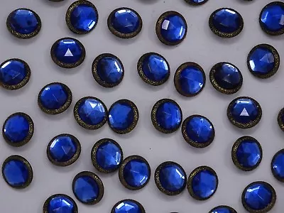 Vtg Blue Rhinestone W/ Embellished Border Shank Buttons 18mm Lot Of 8 B128-11 • $4.99