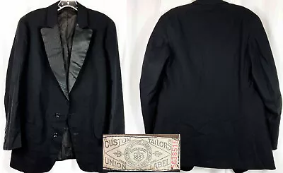 Dtd 1910 Early Garment Union Label Tuxedo Jacket Black Edwardian • $124.99