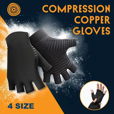 Compression Copper Arthritis Gloves Hand Wrist Brace Finger Pain Relief Support • $7.45