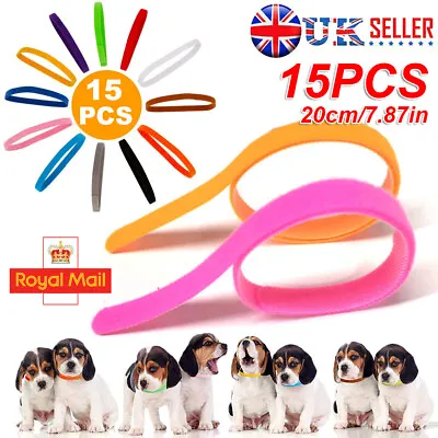 £3.79 • Buy 15PCS Puppy Adjustable Collars Welping ID Bands Newborn Dog Kitten Pet Tags UK