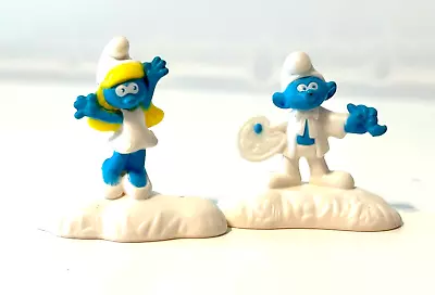 LOT 2 Smurf Figures Smurfette & Painter Peyo McDonalds 2017 Happy Meal Toy • $1.95