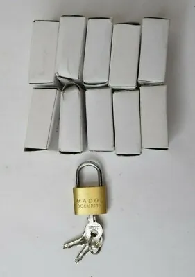 Mini Padlock Madol Luggage Brass 20mm Tiny Zipper Box Lock 3 Keys - Lot Of 10 • $19.99