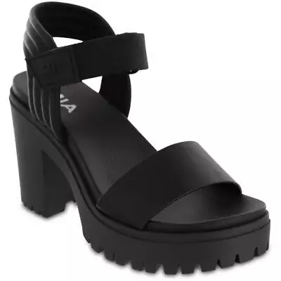 Mia Womens Ivelisse Black Ankle Strap Block Heels Shoes 7 Medium (BM) BHFO 8254 • $37.50