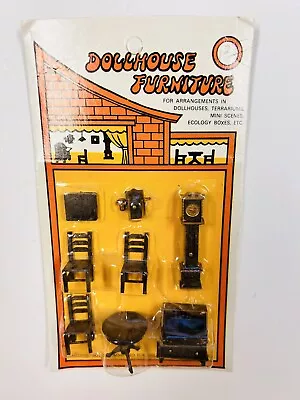 Set Shackman Dollhouse Furniture Dining Chairs Table Clock Mirror Phone Vintage • $9.49