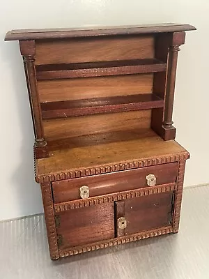 Antique Vintage Wooden Apprentice Miniature Display Dresser Kitchen Hutch Deco • $120