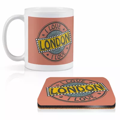 Mug & Square Coaster Set - I Love London Travel Tourism England   #4684 • £9.99