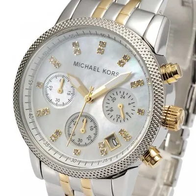 Michael Kors MK5057 Ritz Two Tone Bracelet Mother Of Pearl Dial Ladies Watch • $109.99