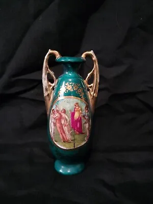 Antique Miniature Vase - Victoria Austria 331 - Green Gold 4.5  • $9.99