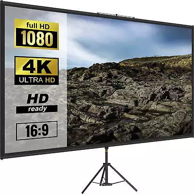 Tripod Projector Screen With Stand 60 Inch 4K HD 16:9 Home Cinema Portable • $47.92
