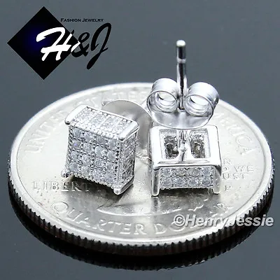 Men Women 925 Sterling Silver 6mm Icy Bling Cubic Zirconia 3d Stud Earring*e104 • $19.99