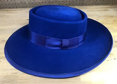 El Pachuco Tandos Blue Zoot Suit SOLD OUT UNAVAILABLE Wool Large Brim Hat Cap • $124.99