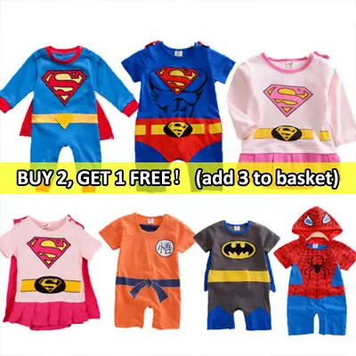 Kids Girl Boy Baby Superhero Cartoon Jumpsuit Cosplay Costume Playsuit Outfits • $18.32