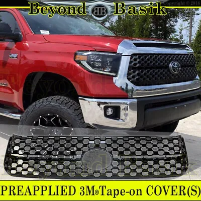 For 2018 19 2020 2021 Toyota Tundra GLOSS BLACK GRILL COVER Fits HONEYCOMB Style • $126.50