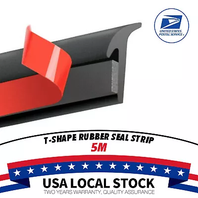 5M Slanted T-Type Car Bumper & Lip Trim Guard Molding Rubber Seal Strip Black • $9.37