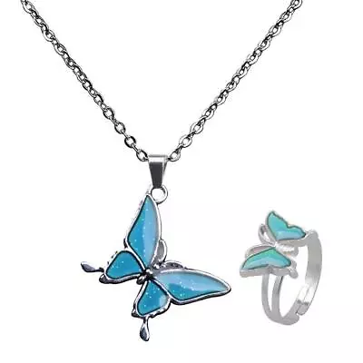 Stainless Steel Cute Butterfly Pendant  Change Mood Necklace Choker  Jewelry Set • $7.66