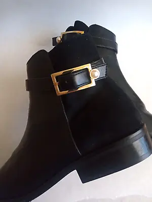 ZARA BASIC Women's Black Leather Suede Bootie Ankle Boots Sz 7.5 • $29.99