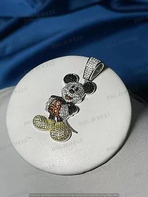 Men Mickey Mouse Pendant 2Ct Multi Color Lab Created Diamond 925 Sterling Silver • $213.80