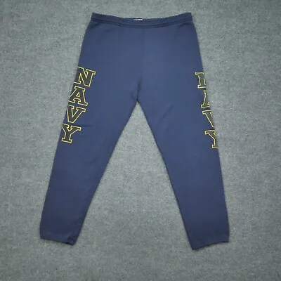 Vintage Navy Sweatpants Adult Medium Blue US Military Army Pants Spell Out 90s • $12.77