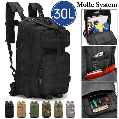 $28.29 • Buy 30L Outdoor Military Tactical Backpacks Camping Molle Bag Hiking Rucksack Pouch