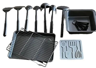 T-FAL ~ Fifteen (15) Piece ~ Kitchen Bakeware Pans ~ Rack ~ Cooking Utensils • $32