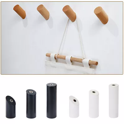 4Pcs Solid Wooden Wall Mounted Door Hook Strong Peg Hallway Coat Hanger Home • £4.89