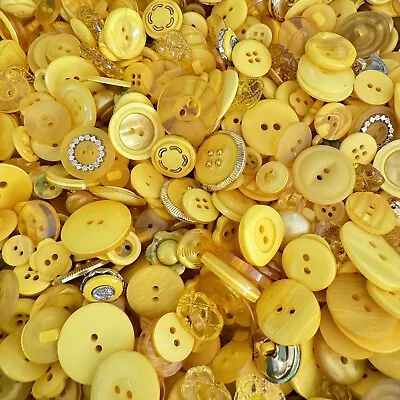 Incredible Mixed Lot Of Dyed YELLOW Premium Buttons All Sizes For Embellishments • $9.99