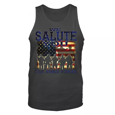 We Salute You US Flag Veteran Military Patriotic American Pride US Army Tank Top • $13.87