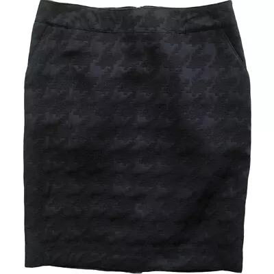 MERONA Black Houndstooth Straight Classic Knee SKIRT 10 Pockets Modern Office • $8.99