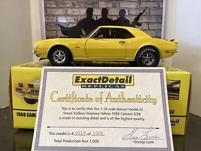 1:18 EXACT DETAIL 1968 CAMARO Z/28 “STREET STALKERz” YELLOW ON BLACK  MA# 1581 • $159.99