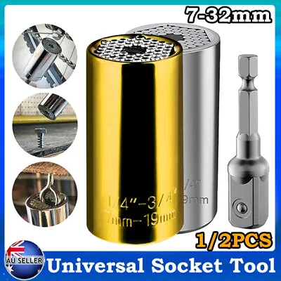 Universal Socket Wrench Magic Grip Tool Steel Nuts Gator Power Drill Adapter AU • $26.99