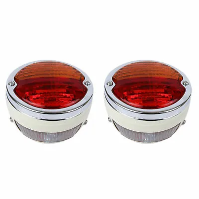 Rear Vintage Light Set White Body Chrome Ring Lens Amber Red For Tractor • $78.80