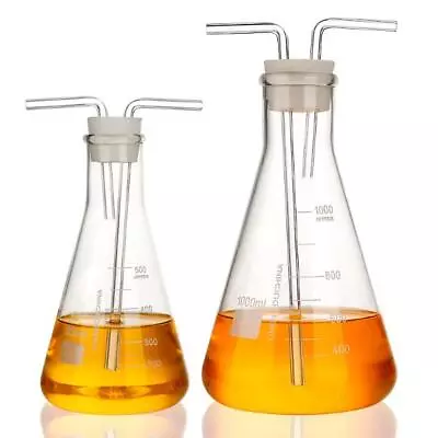 Triangle Gas Washing Bottle 100ml-2000ml Erlenmeyer Flask Lab Supply Glassware • $14.98