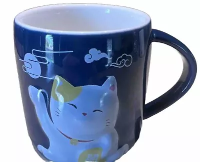 RARE! Vintage Japan Porcelain Maneki Neko Lucky Cat Mug Cup 3D Heavy Ceramic New • $29.25