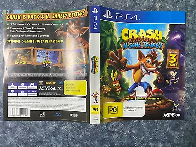 Crash Bandicoot N. Sane Trilogy  - PlayStation 4 -  PS4 ) Cover Only - No Disc • $5