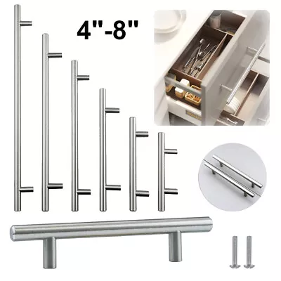 Stainless Steel T Bar Pulls Kitchen Cabinet Door Handles Drawer Knobs Hardware • $5.99