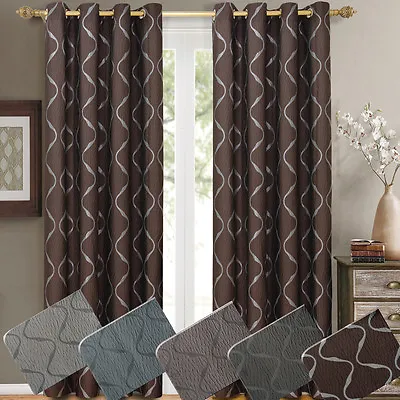 Laguna Jacquard Grommet Elegant And Contemporary Swirl Window Panels (Pair) • £46.32