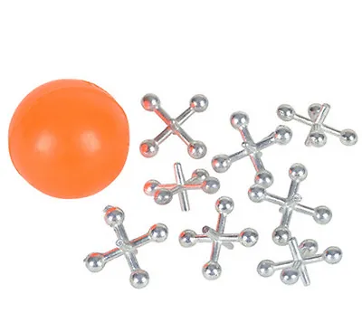 4 Sets Of Metal Steel Jacks With Super Red Rubber Ball Game Classic Toy Bulk • $5.99