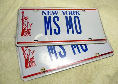 NY New York LIBERTY Vanity License Plate PAIR-MS MO Mississippi Missouri Maureen • $49.95