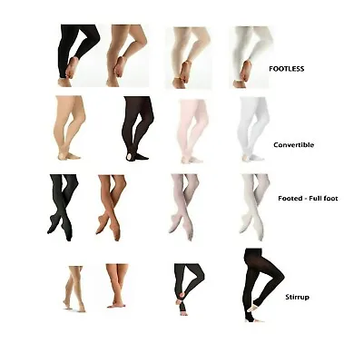 £7.95 • Buy Women Ballet Dance Tights Soft Stretchy Footed -Stirrup- Footless-Convertible 