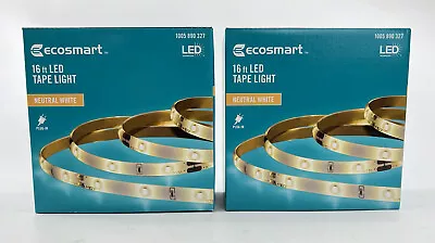 Set Of 2 NEW EcoSmart 16 Ft. Indoor Neutral White LED Strip Lights • $27.19