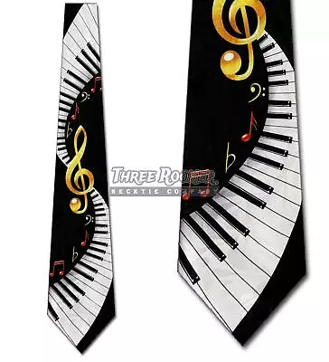 Keyboard Ties Music Necktie Mens Treble Clef Swirl Neck Tie NWT • $12