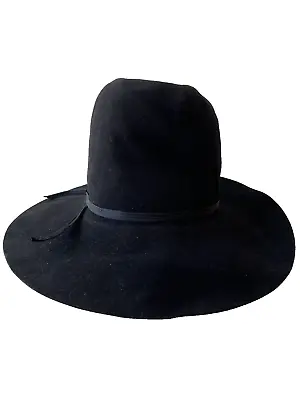 VTG Dynafelt Wool/Rabbit Fur Water Repellent Cowboy/Mountain Man Hat Black 7 1/4 • $55