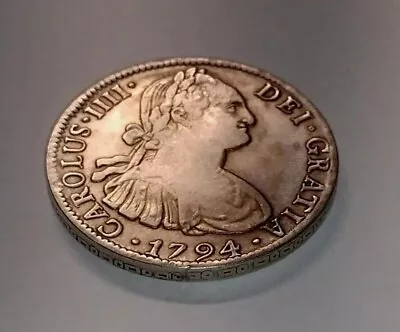 1794Mexico 8 Reales Mo PR Charles IV(No Genuine/SouvenirCoin)Silver Plated~25gr. • $48