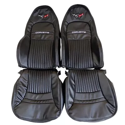 Corvette C5 Standard 1997-2004 Full Black Fuax Leather Car Seat Covers • $270