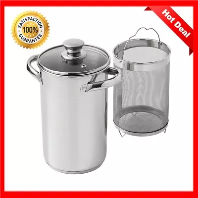 3-Piece Stainless Steel 3.5-Quart Vegetable Steamer Pot With Glass Lid Silver • $16.04