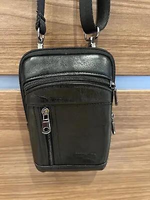 Hengwin Genuine Leather Crossbody Belt Loop Clip Case Pouch Black. • £19.99