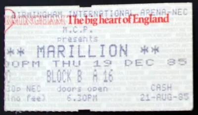 Marillion Ticket Original Vintage Misplaced Childhood Tour Birmingham 1985 #1 • £13.75